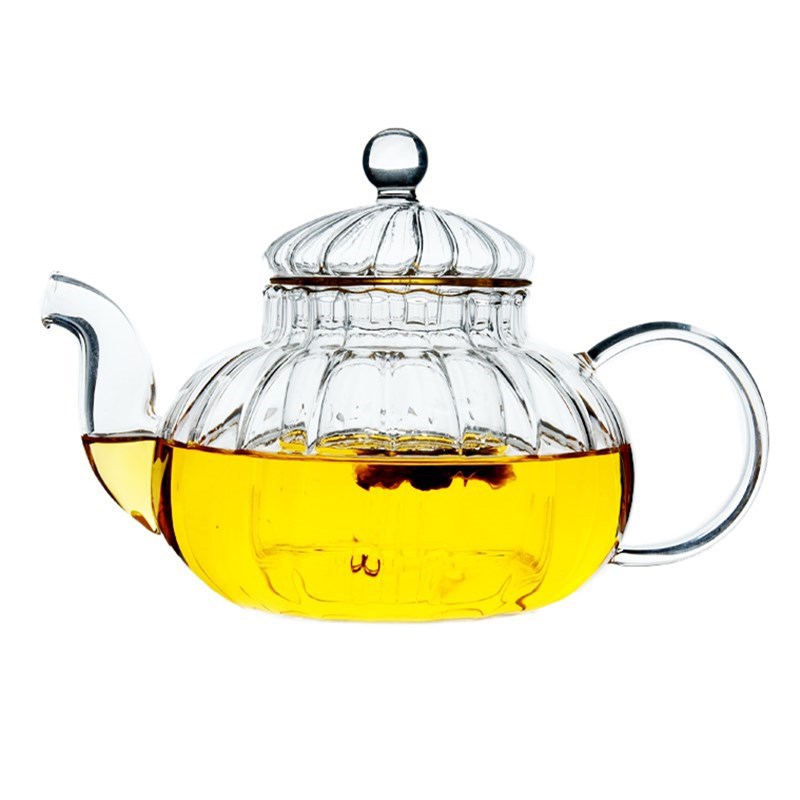 Hot Glass Striped Pumpkin Teapot