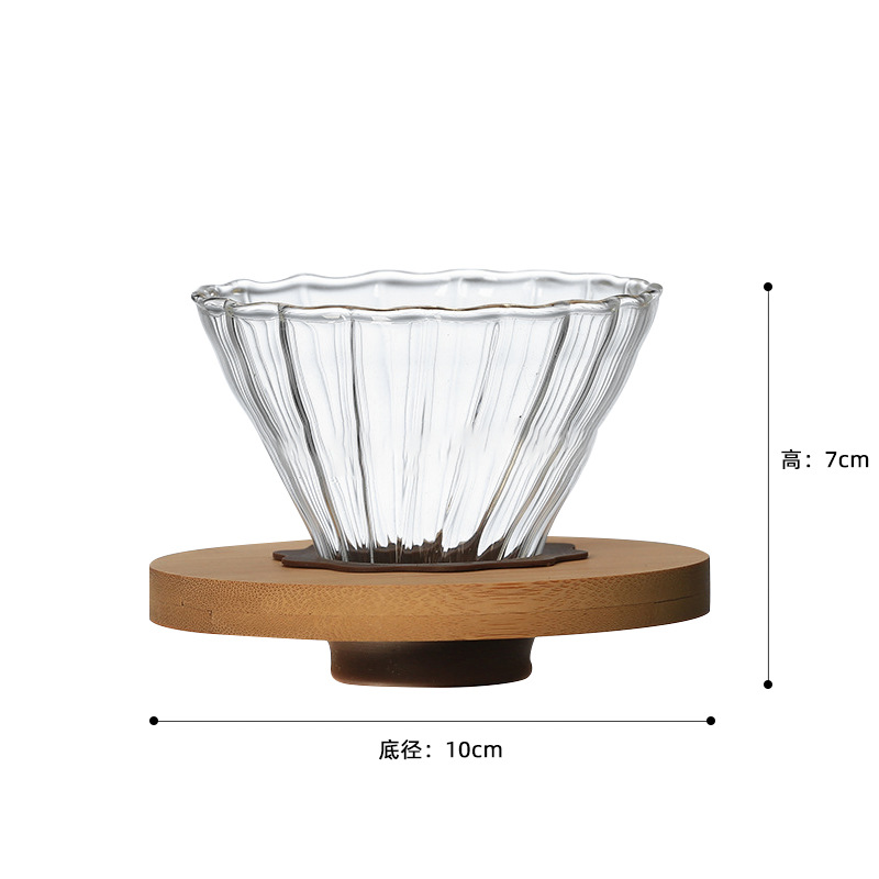 V60 Coffee Pour-over Filter Cup Bamboo and Silicone Tray 