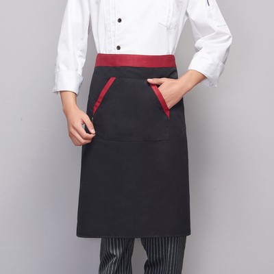 Black Half Apron with Slanted Pockets