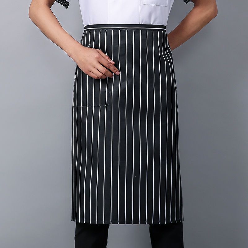 Black and White Striped Half Apron