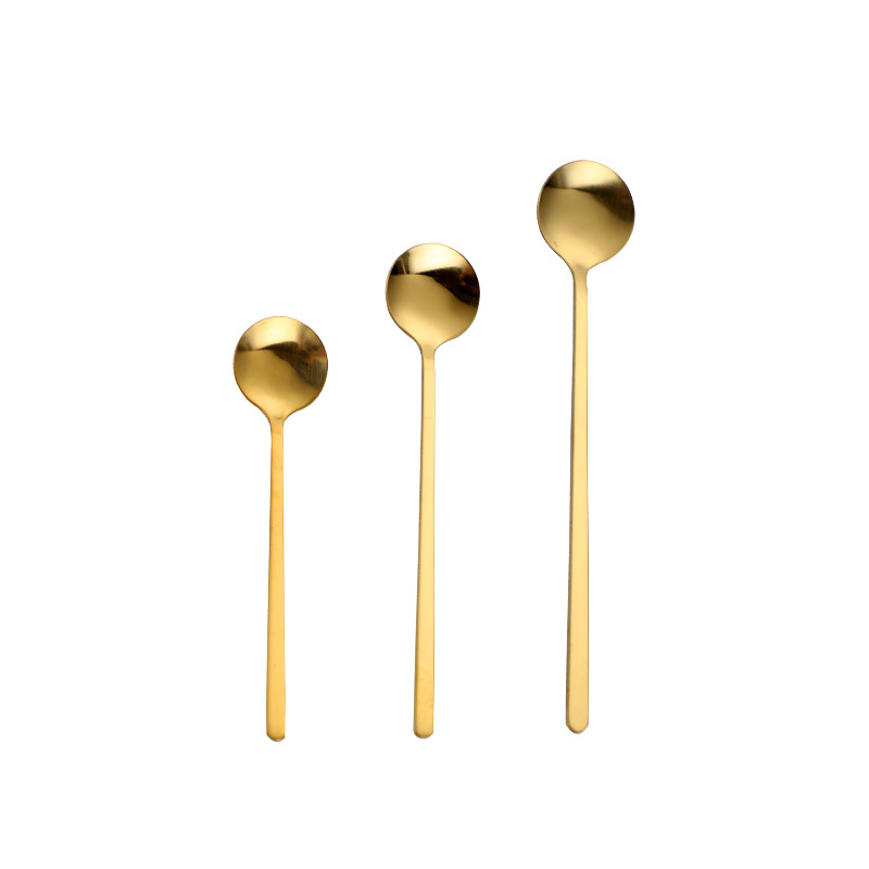 Small Round Gold Color Stainless Steel Coffee Spoon