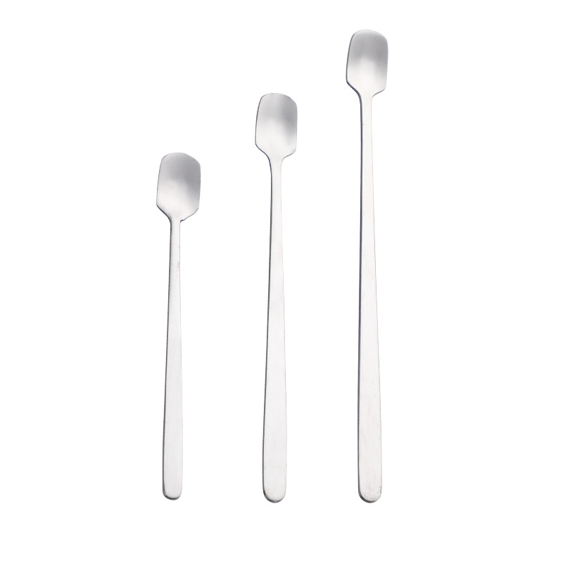 410 Square Head Natural Color Stainless Steel Coffee Spoon