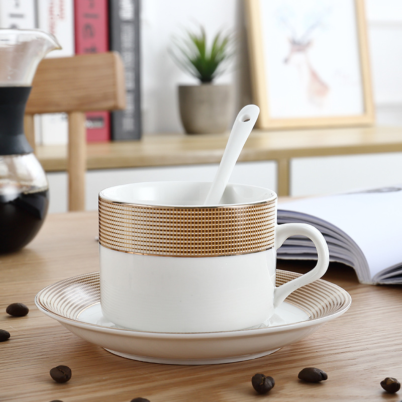 Ceramic Coffee Cup and Saucer Set with Spoon 150ml