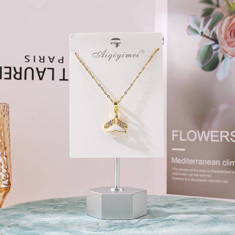 Opal Stone Fin Charm Pendant Necklace N20539-G0260 