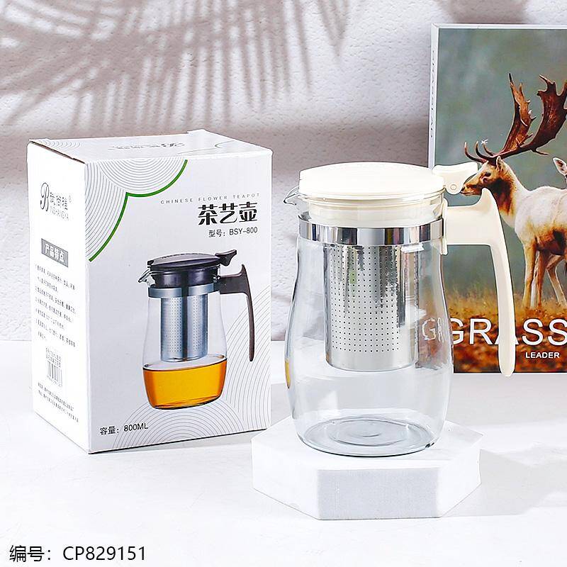 321 m white flower teapot (drum type)750ml