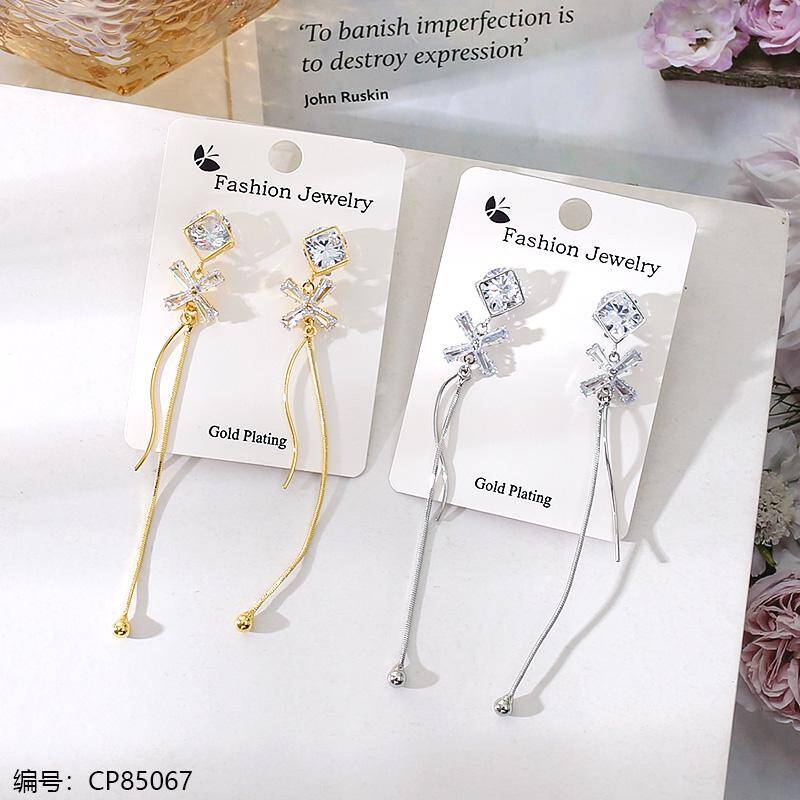 Boho Crystal Tassel Earrings Long