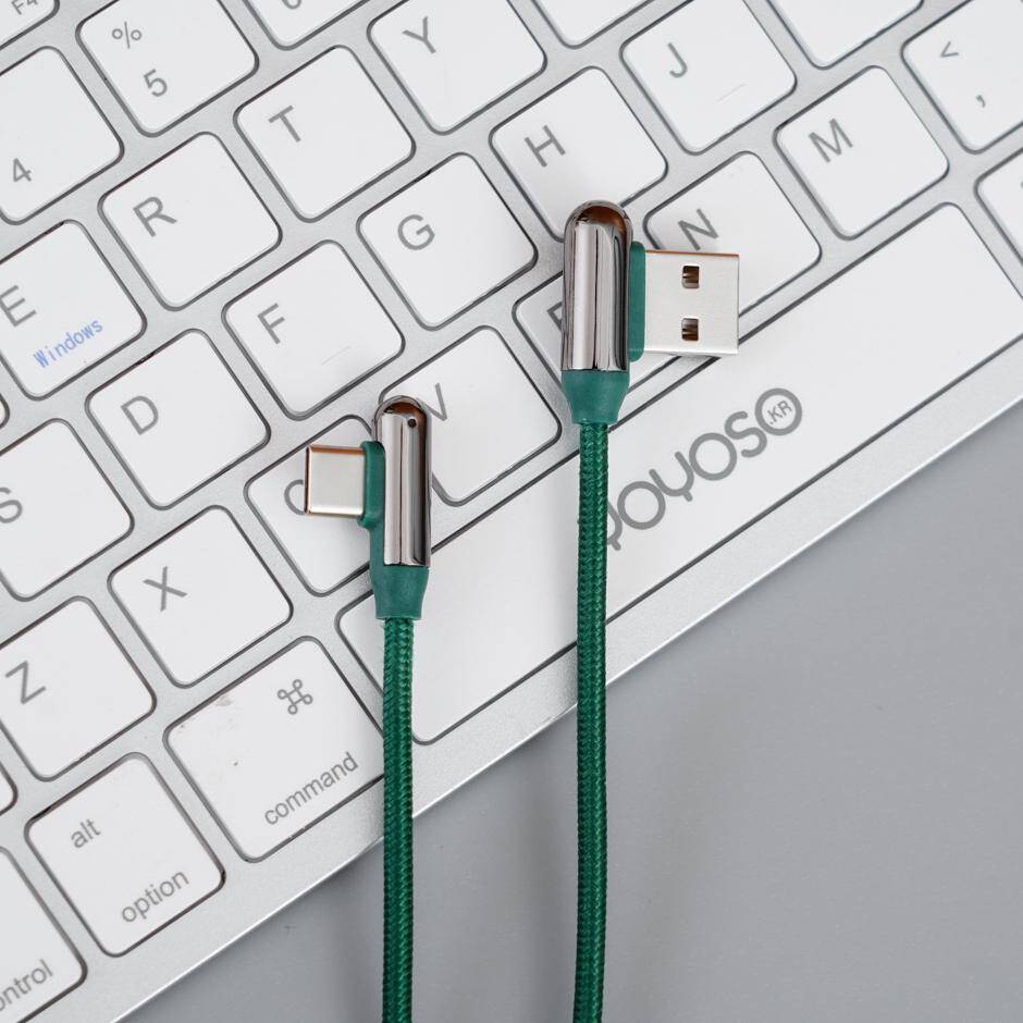 Zinc alloy bend braided type-c data cable - Green