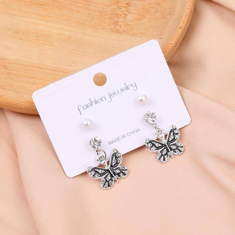 Pearl diamond two pairs stud earrings -25
