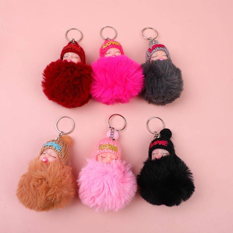 Girl with hat plush keychain