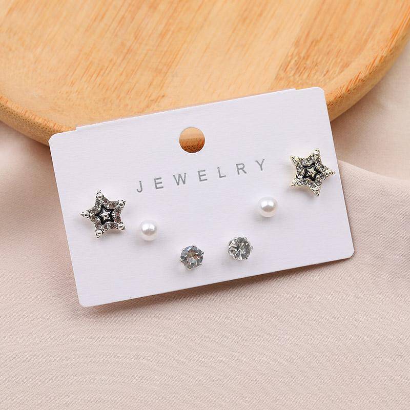 3 Pair Minimalist Star Stud Earrings