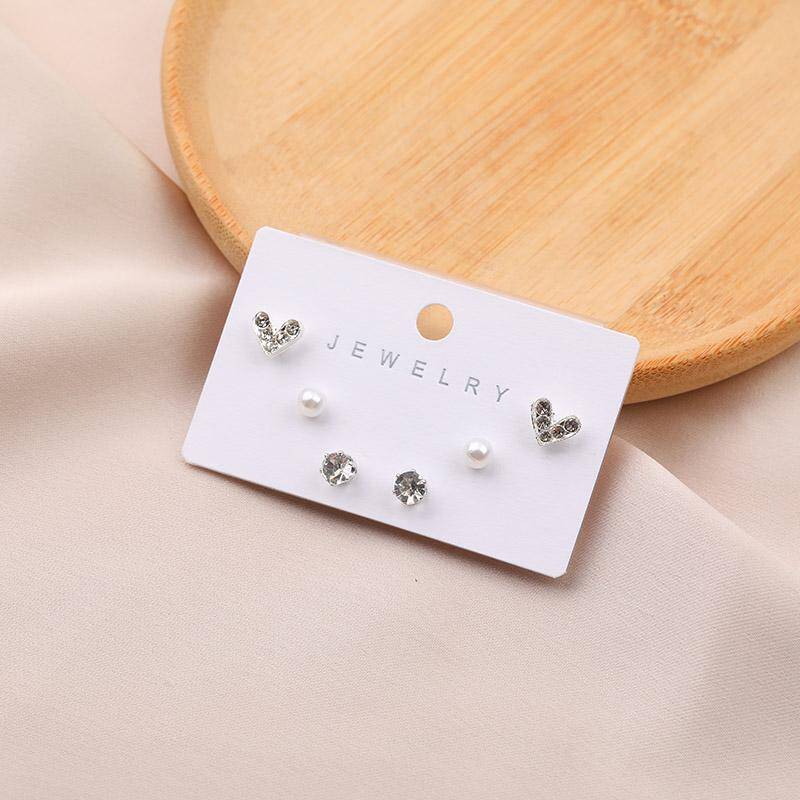 Sophisticated Pearl & Diamond Trio Earrings Set