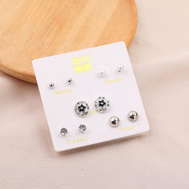 Mixed Style Stud Earrings Set – 5 Pairs