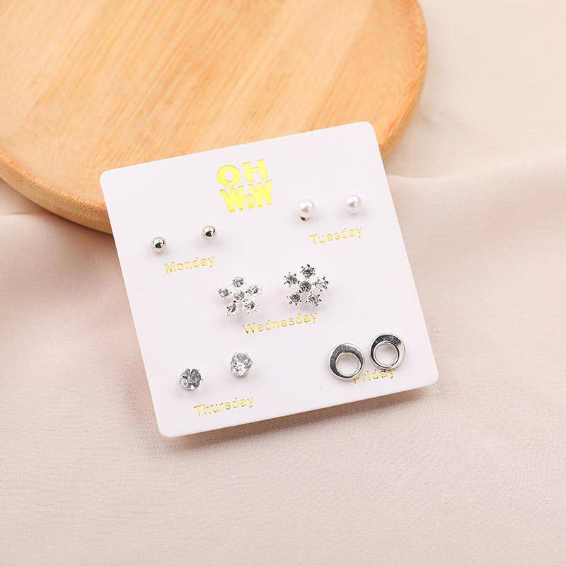 Stylish 5-Pair Stud Earrings Set