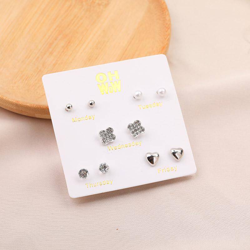 Multi-Style 5-Pair Stud Earrings