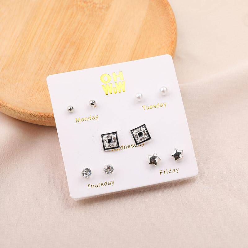 Sleek 5-Pair Stud Earrings Set
