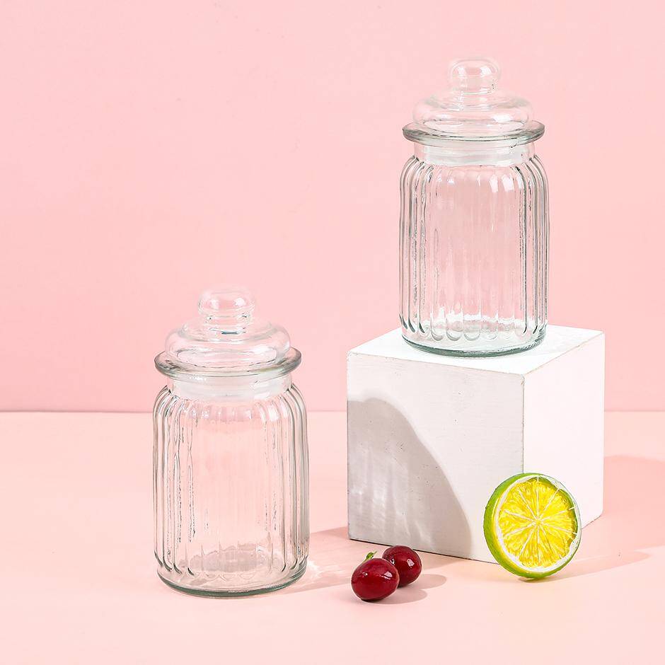 Glass sealed jar with vertical bars