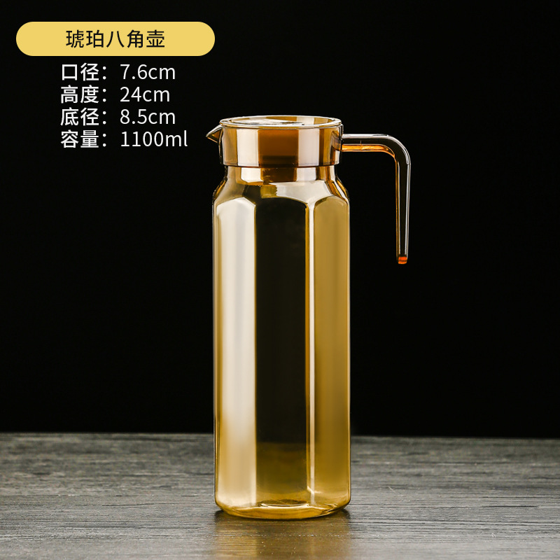 Acrylic Amber Octagonal Teapot 1100ml