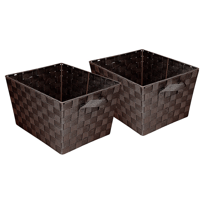  Woven Fabric  Brown Storage Basket 30.5*20.3*25.4cm