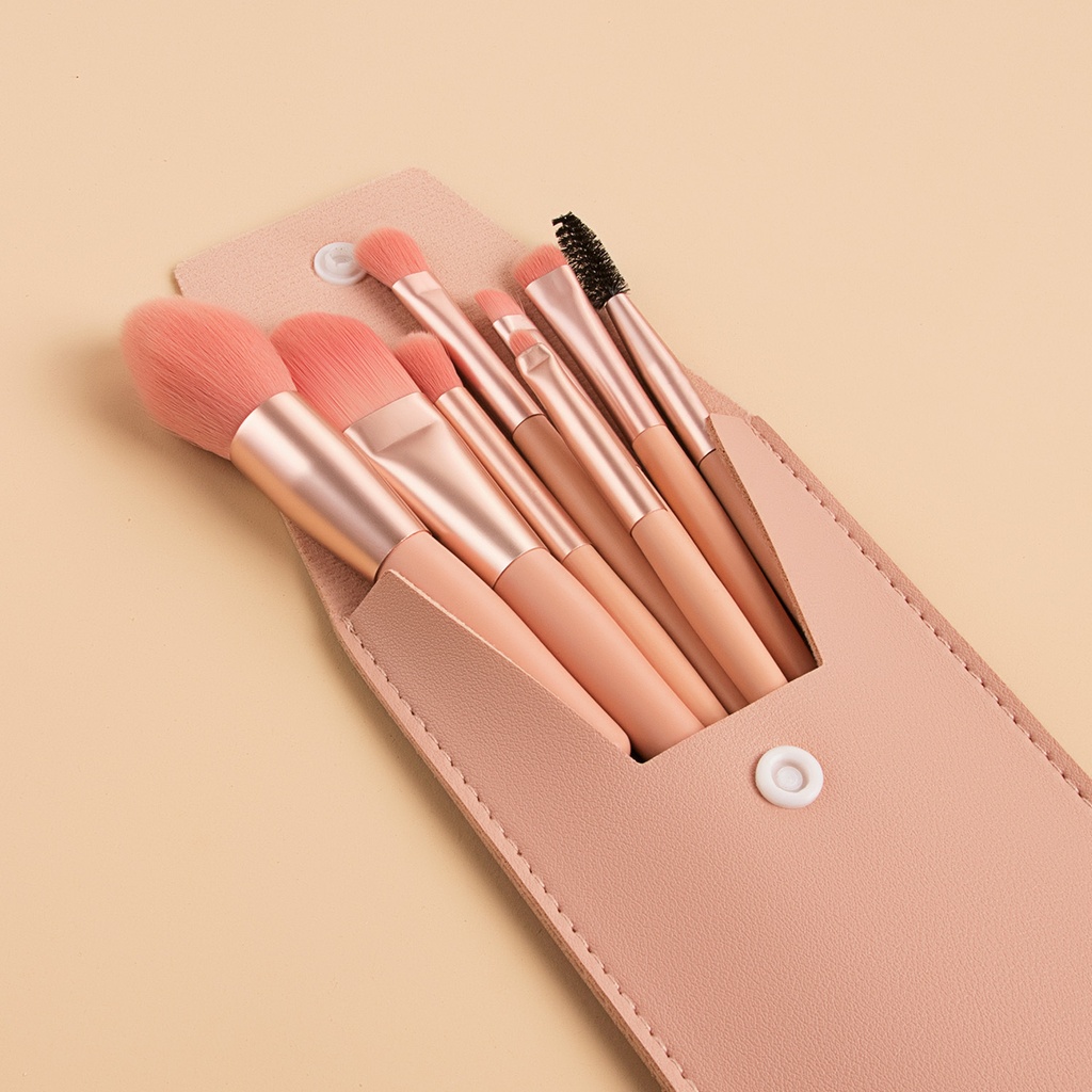8Pcs Blue Makeup Brushes Set