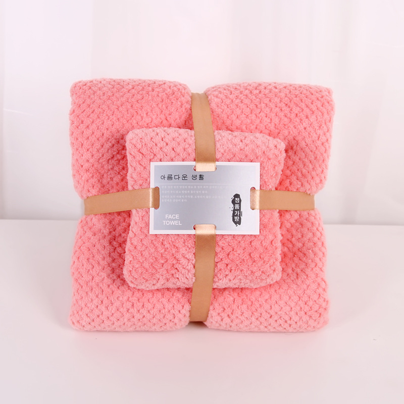Coral Fleece Face Towel and Bath Towel Set