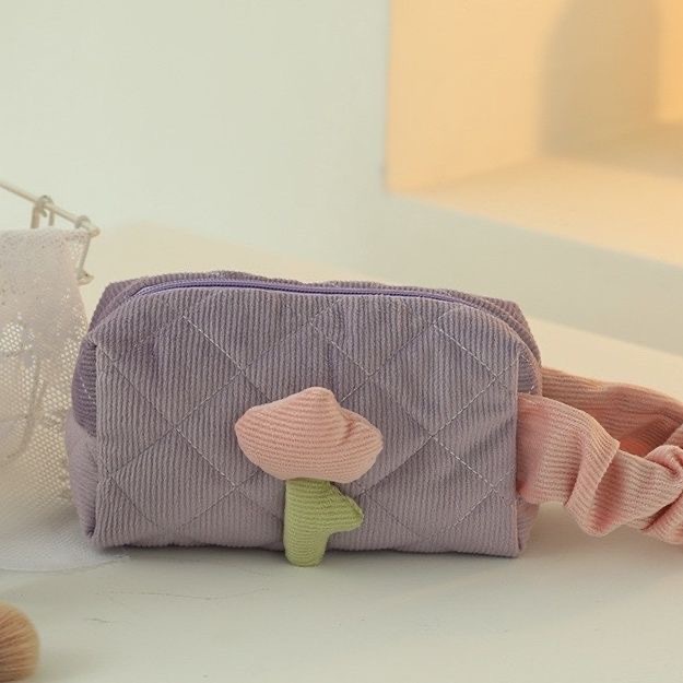 Cute Corduroy Makeup Cosmetic Bag 
