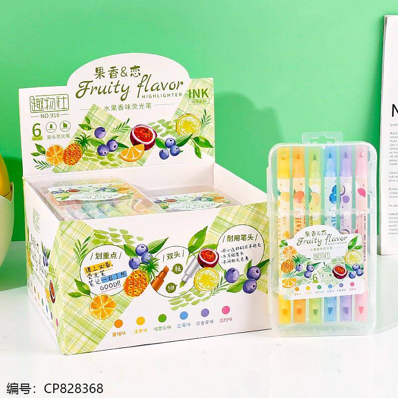 916 - 6 Fruit Scents Fluorescent Pen 1*12