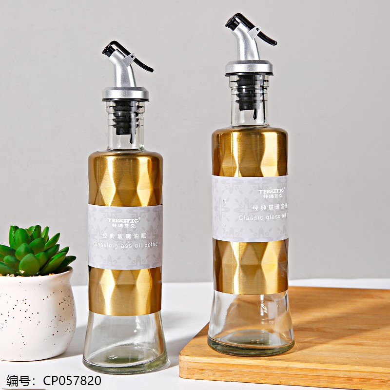 300ml Medium Size Bottom Oil Bottle/Gold Diamond Style