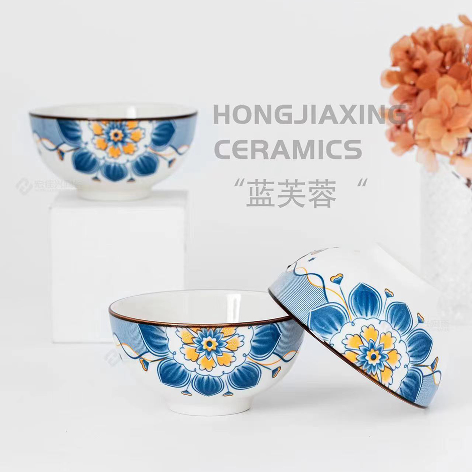 5-inch Tangzi Blue Lotus Ceramic Bowl