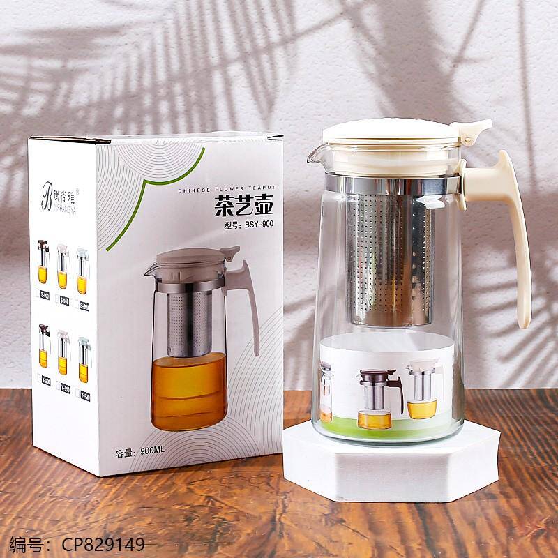 319 White Flower Tea Pot (Conical Shape) 900ml