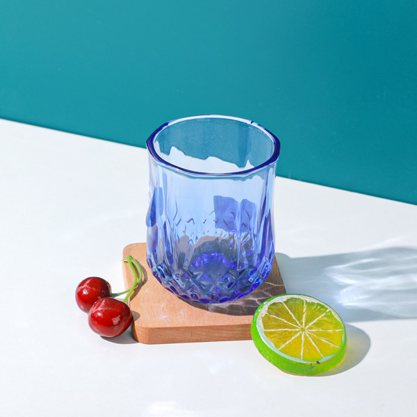 Red Cherry - Blue Glass Cup - 066A