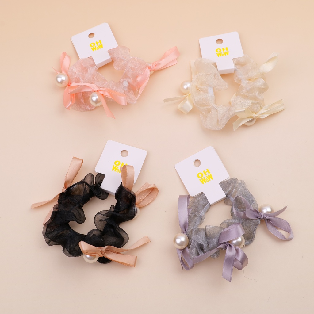 Pearl lace bow hair loop
