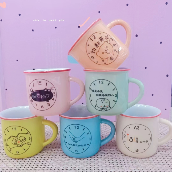 Colorful clock ceramic tea cup 70ml