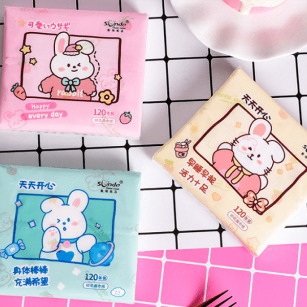 Soft rabbit printed tissue paper (3 layers * 40 sheets)