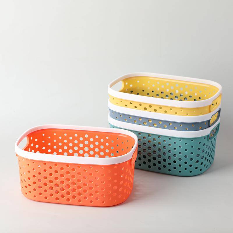 Plastic storage baskets