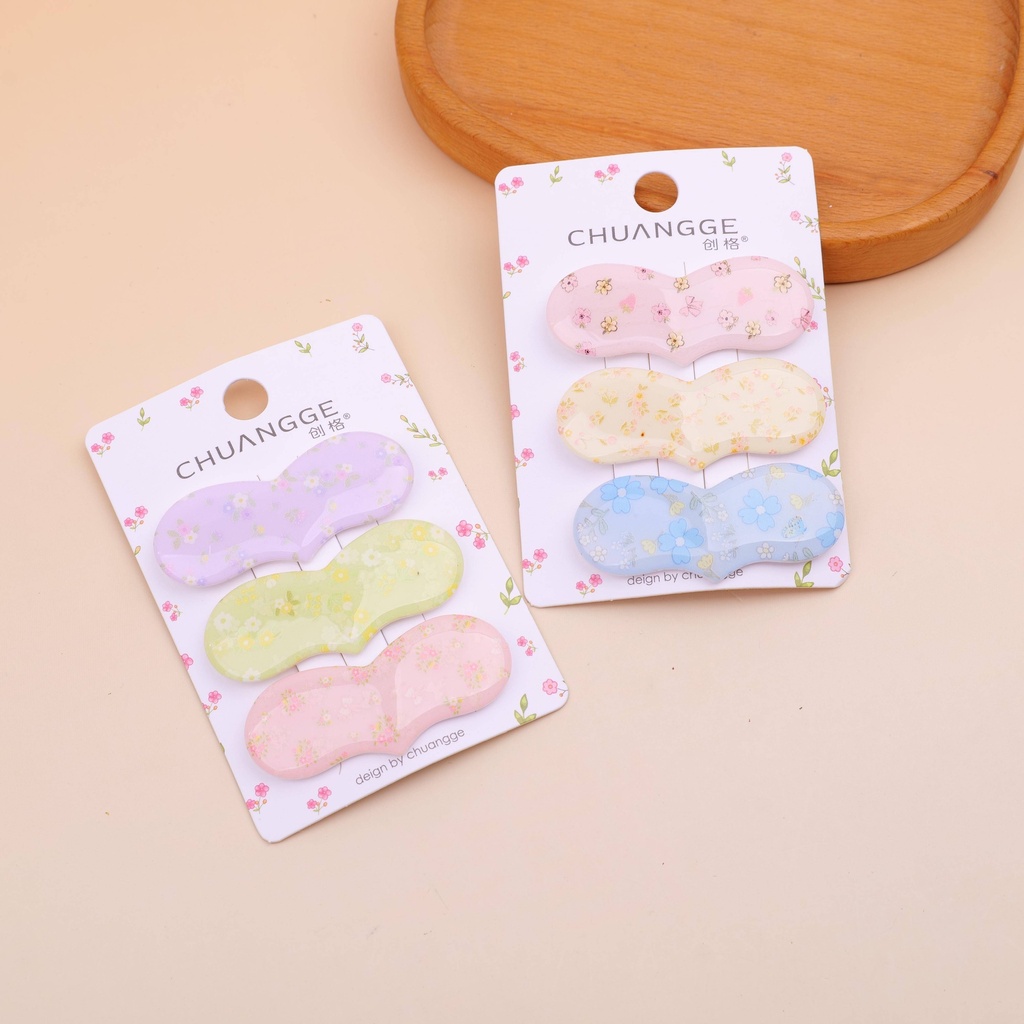 Small Flower Heart Leather BB Clips 3pcs