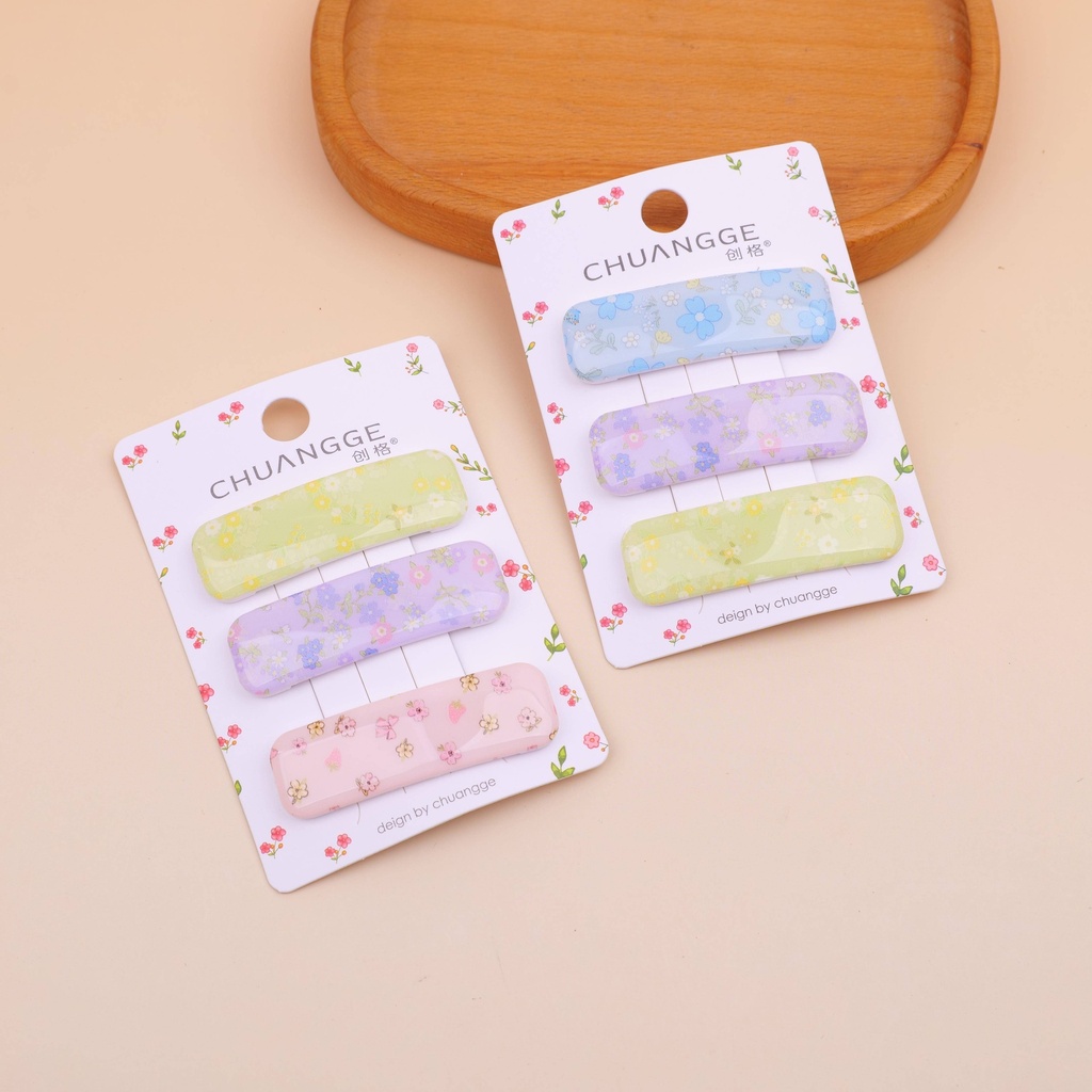 Small floral solid rectangular leather BB clips