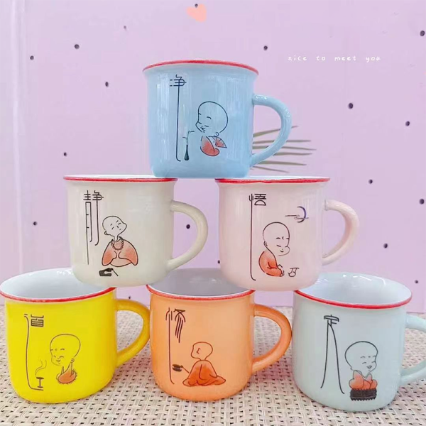 Colorful little monk ceramic tea cup 70ml