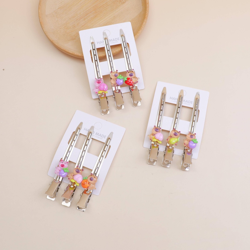 Fruit card fabric series hair clips 3 pieces