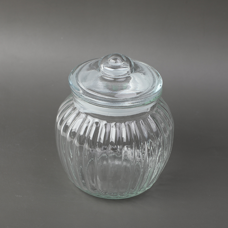 Melon glass storage jar -217-3