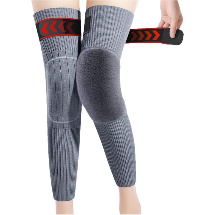 Men Women Thermal Knee Braces Thick Long Leg Warmers Cozy Warm Knee Pads Winter Leg Sleeves Knee Support Leggings Stockings Breathable Windproof Knee Warmers for Arthritis Tendonitis Ski Cycling Run