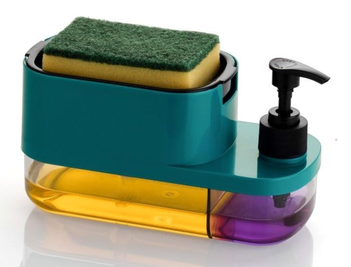 3 in 1 Soap Pump Dispenser, Dish Soap Liquid Dispenser Sponge Holder Dish Soap Pump Dispenser for Kitchen Sink Countertop Kitchen Bathroom (3 in 1)