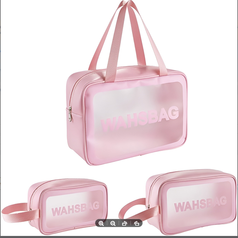 3 Pcs Clear Toiletry Bag Set – 3 in 1 Waterproof Travel Wash Bag Organizer (Transparent Cosmetic