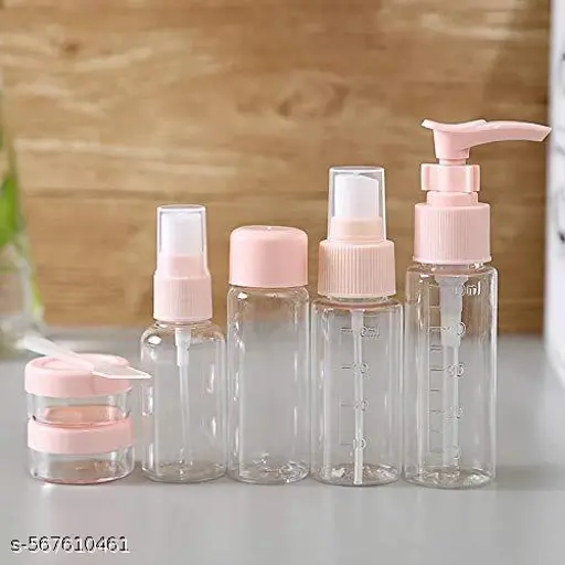 (7pcs) Travel Bottles for Toiletries - Refillable Empty Mini Small Container Travelling Kit Set for Shampoo, Cosmetics & Other