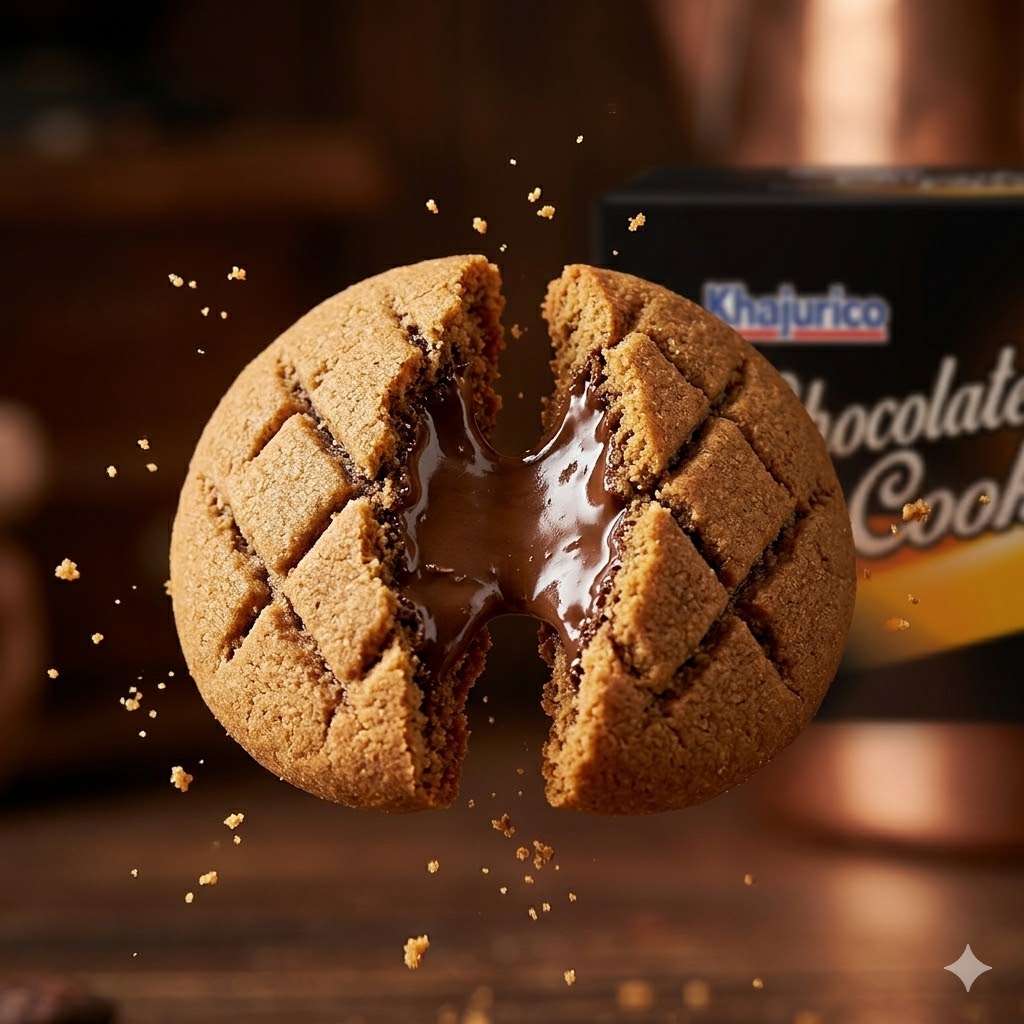 Khajurico Chocolate Filled Cookies 150g | Creamy Chocolate Center Crunchy Biscuits | Sweet Tea Time Snack for Kids & Family