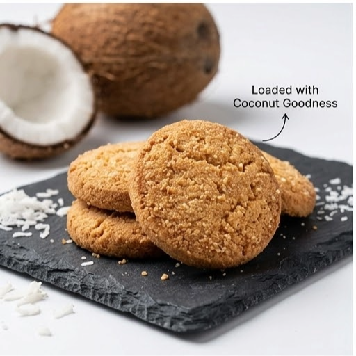 Khajurico Coconut Cookies 150g | Crispy Coconut Flavored Biscuits | Sweet Crunchy Tea Time Snack for Kids & Family