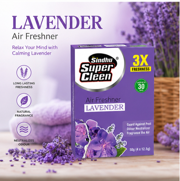 Sindhu Super Clean 4-in-1 Air Freshener Pack 50g | Rose, Jasmine, Lavender & Sandal Scents