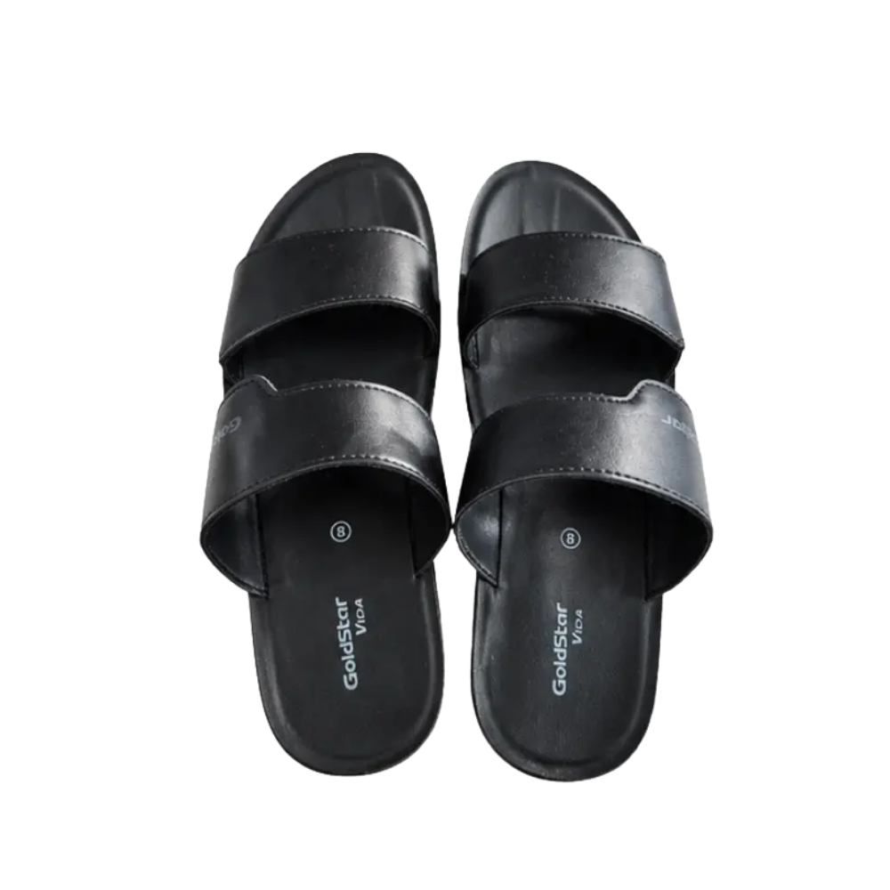 Goldstar TEXAS-4058(A) Men's Slippers Black & Brown | Comfortable Casual Slide Sandals | Lightweight Daily Wear Footwear