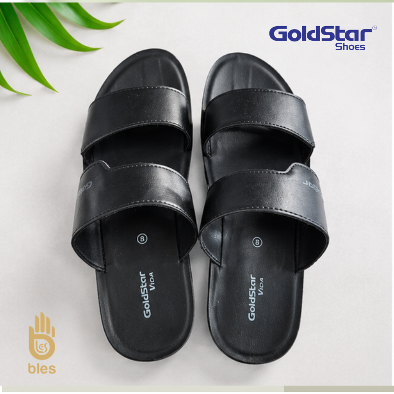 Goldstar TEXAS-4058(A) Men's Slippers Black & Brown | Comfortable Casual Slide Sandals | Lightweight Daily Wear Footwear