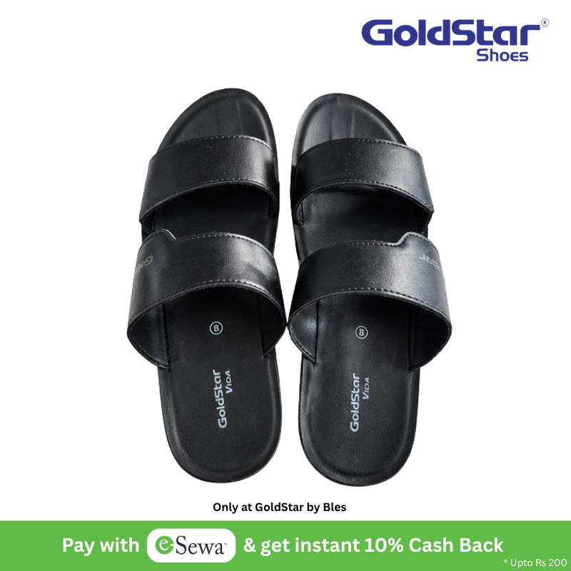 Goldstar TEXAS-4058(A) Men's Slippers Black & Brown | Comfortable Casual Slide Sandals | Lightweight Daily Wear Footwear