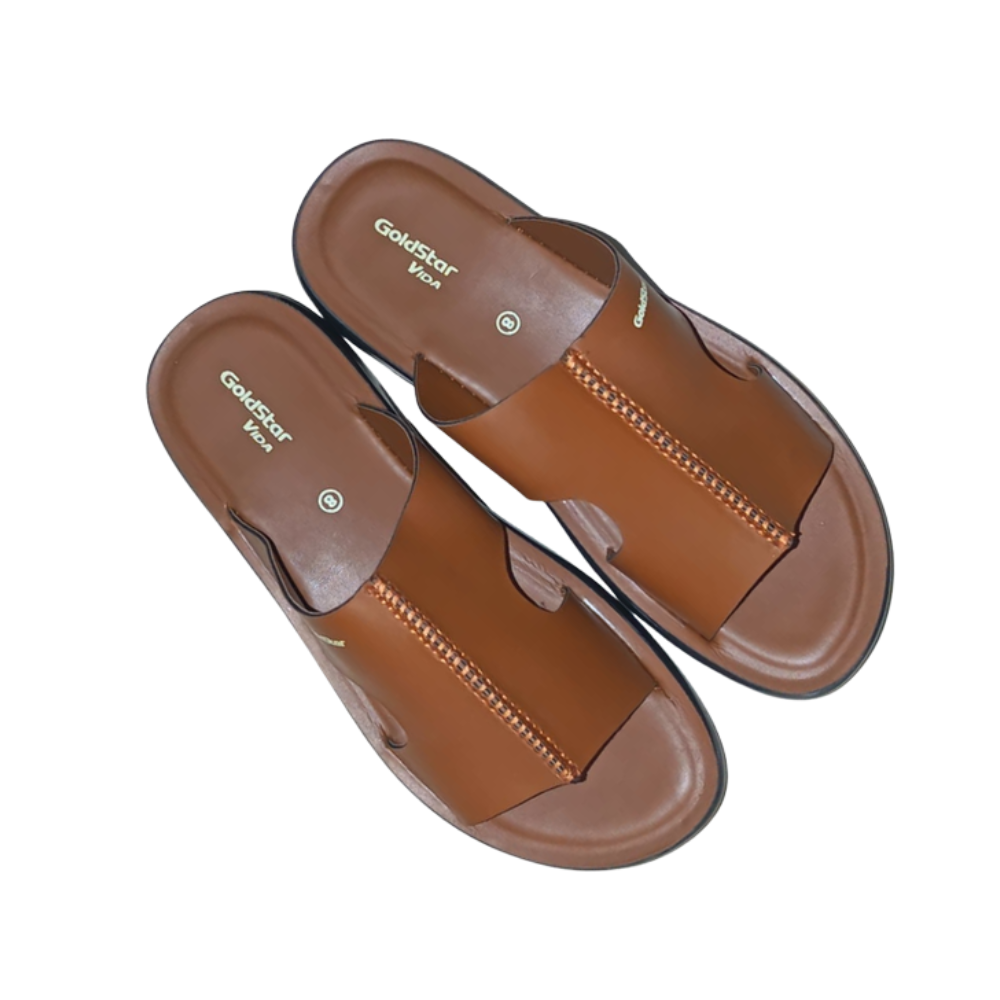 Goldstar ARI-5024 Men's Casual Slippers (Tan) Comfortable Daily Wear